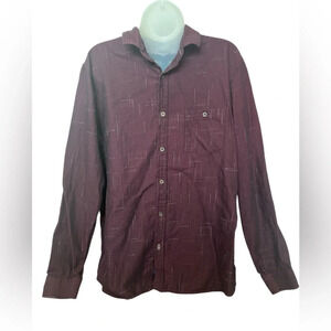 Men’s Mavi Long Sleeve Button Front, Slim Fit Burgundy Print, Size XL